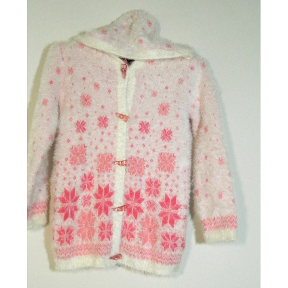 Cynthia Rowley Girls PINK Snowflake Sweater Hoodie Size 6X Soft Furry Gorgeous